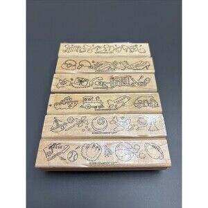 Stampin' Up Rubber Stamps - Fun Frame Borders - Kids Sports Fashion Toys- VNTG